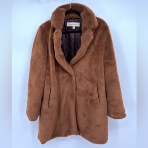Debby Collection Brown Faux Fur Teddy Coat Size M Plush Winter Jacket